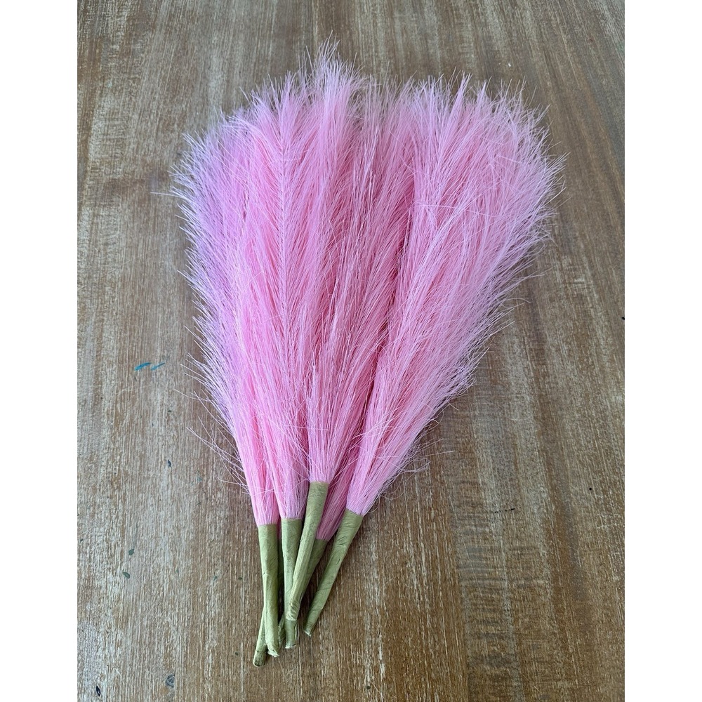 6 Piece Fluffy Artificial Pampas Grass For Wedding Or Boho Home Decor 18" Pink